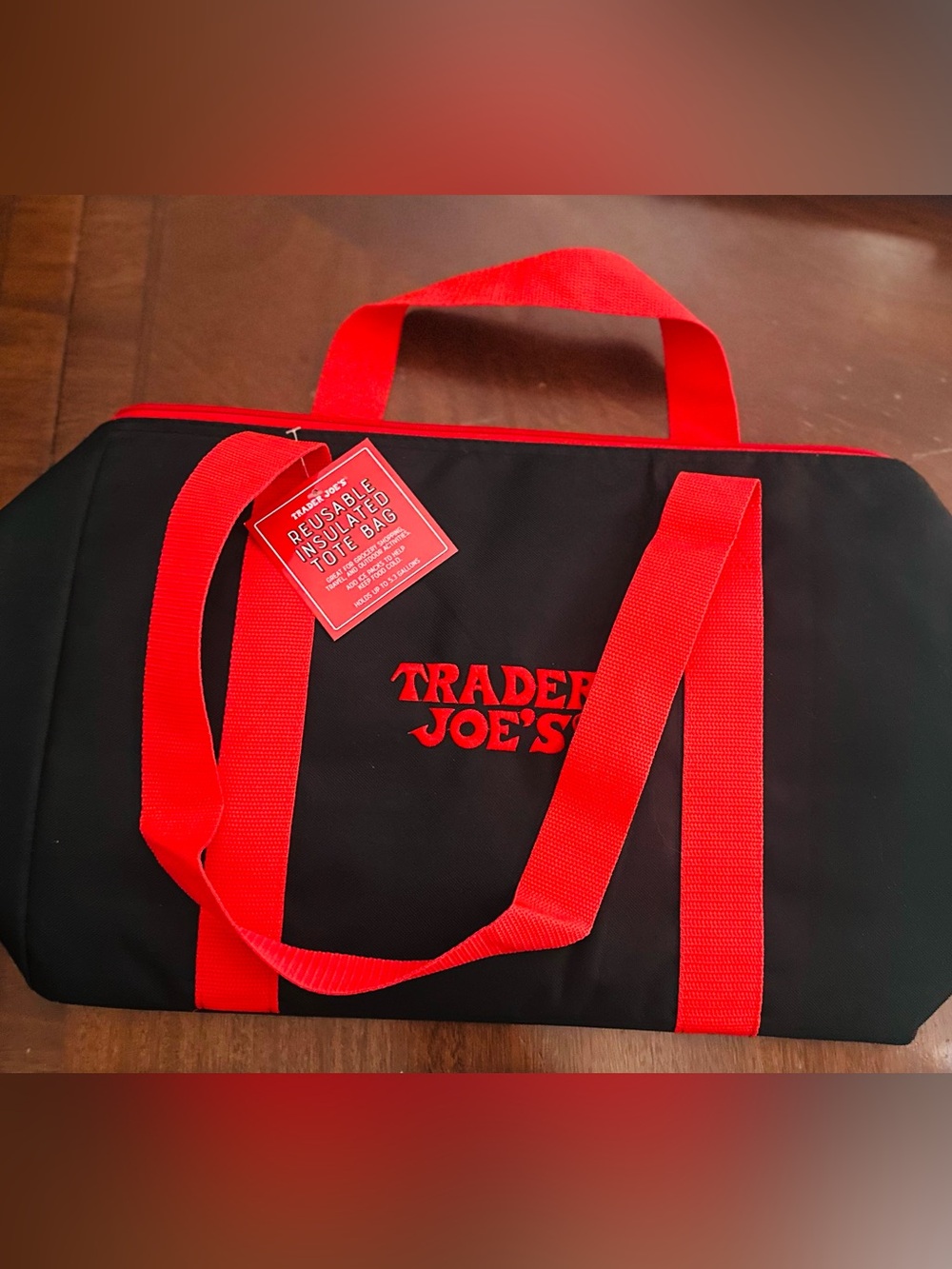 Black Tote with Red Handles